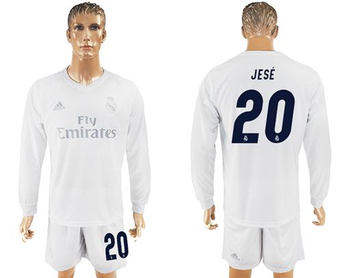 Real Madrid #20 Jese Marine Environmental Protection Home Long Sleeves Soccer Club Jersey - Click Image to Close